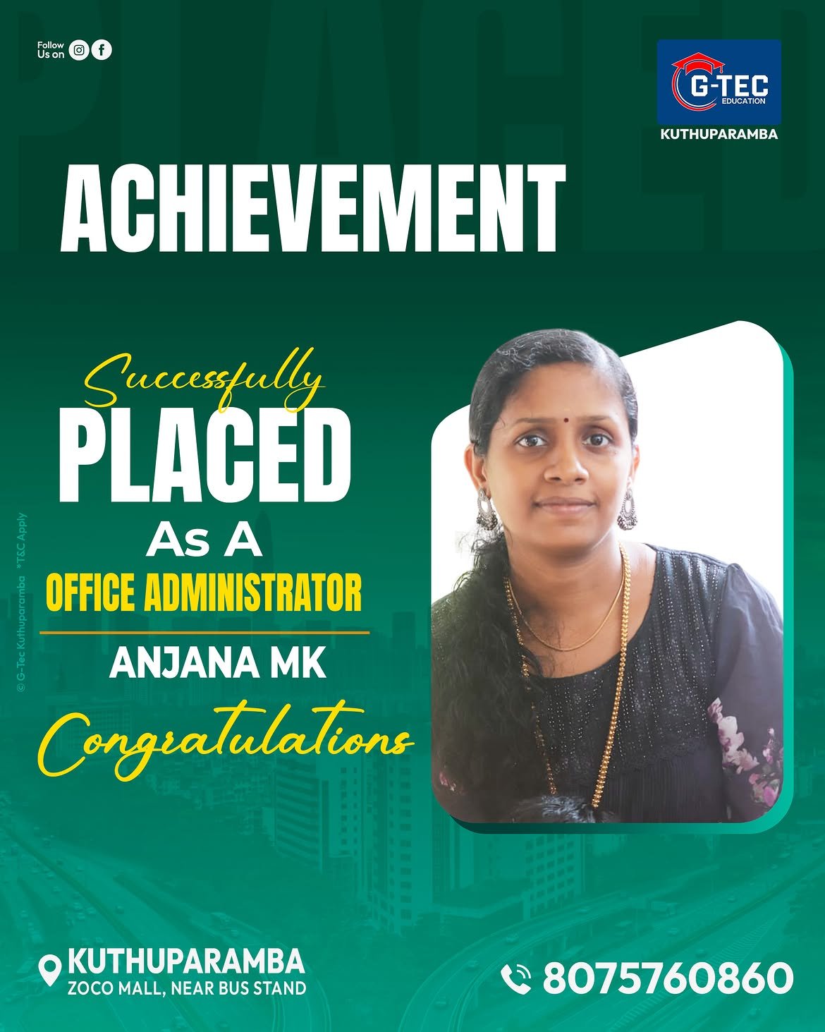 ഒരു വലിയ Achievement!.പഠിക്കാൻ വരുമ്പോൾ ഉള്ള സ്വപ്നം യാഥാർഥ്യമാക്കി കൊടുത്തുജി-ടെക് കുത്തുപറമ്പP (3)