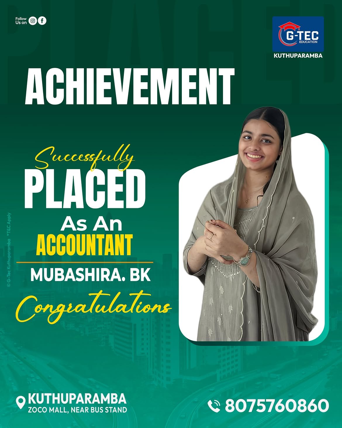 ഒരു വലിയ Achievement!.പഠിക്കാൻ വരുമ്പോൾ ഉള്ള സ്വപ്നം യാഥാർഥ്യമാക്കി കൊടുത്തുജി-ടെക് കുത്തുപറമ്പP (4)