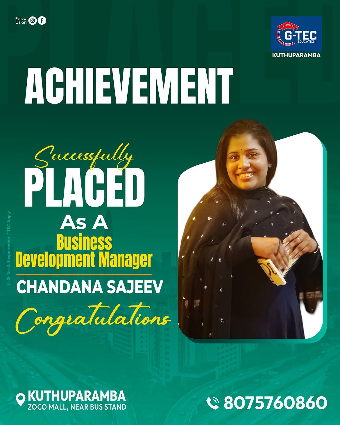 ഒരു വലിയ Achievement!.പഠിക്കാൻ വരുമ്പോൾ ഉള്ള സ്വപ്നം യാഥാർഥ്യമാക്കി കൊടുത്തുജി-ടെക് കുത്തുപറമ്പP (5)