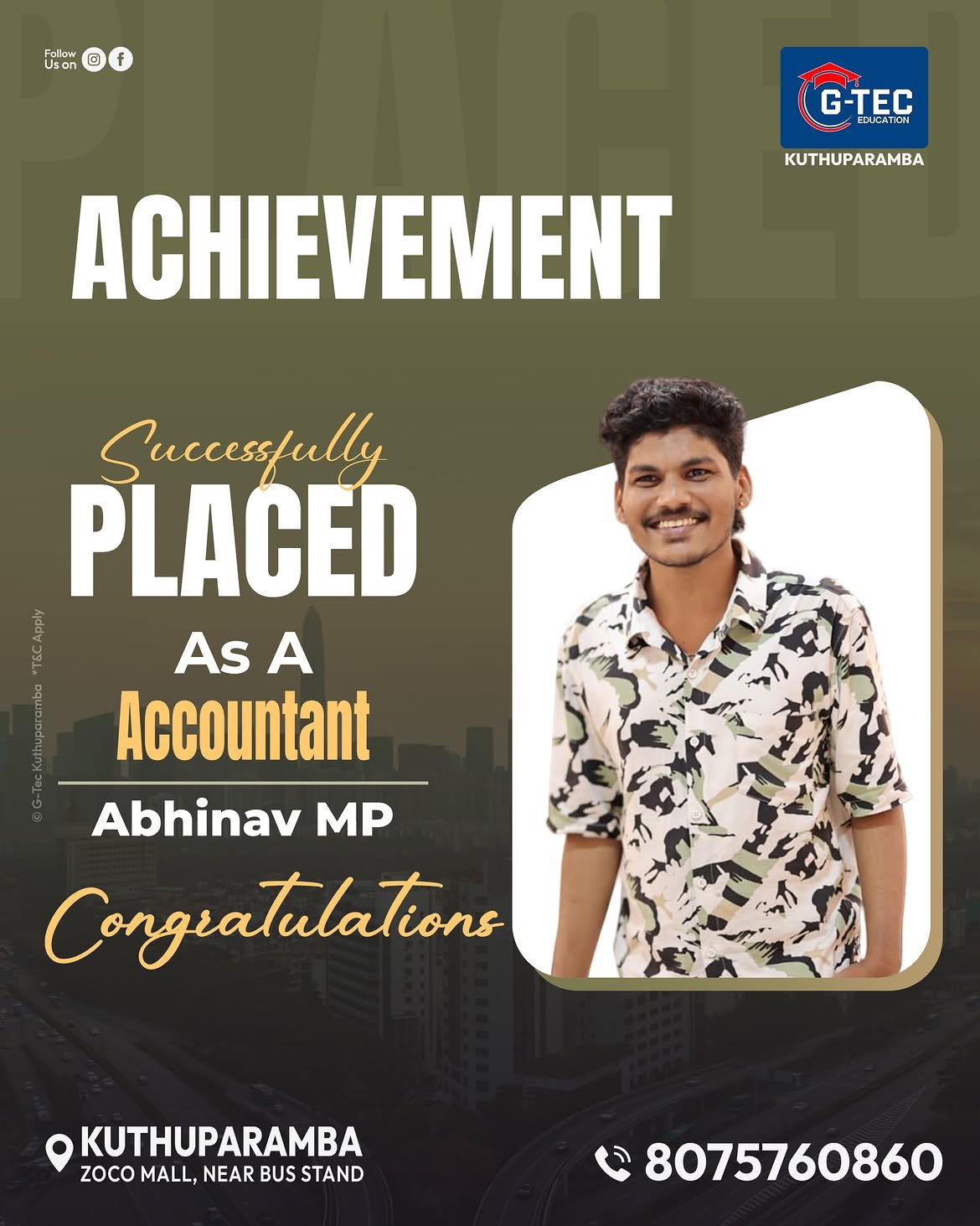 ഒരു വലിയ Achievement!.പഠിക്കാൻ വരുമ്പോൾ ഉള്ള സ്വപ്നം യാഥാർഥ്യമാക്കി കൊടുത്തുജി-ടെക് കുത്തുപറമ്പP (7)