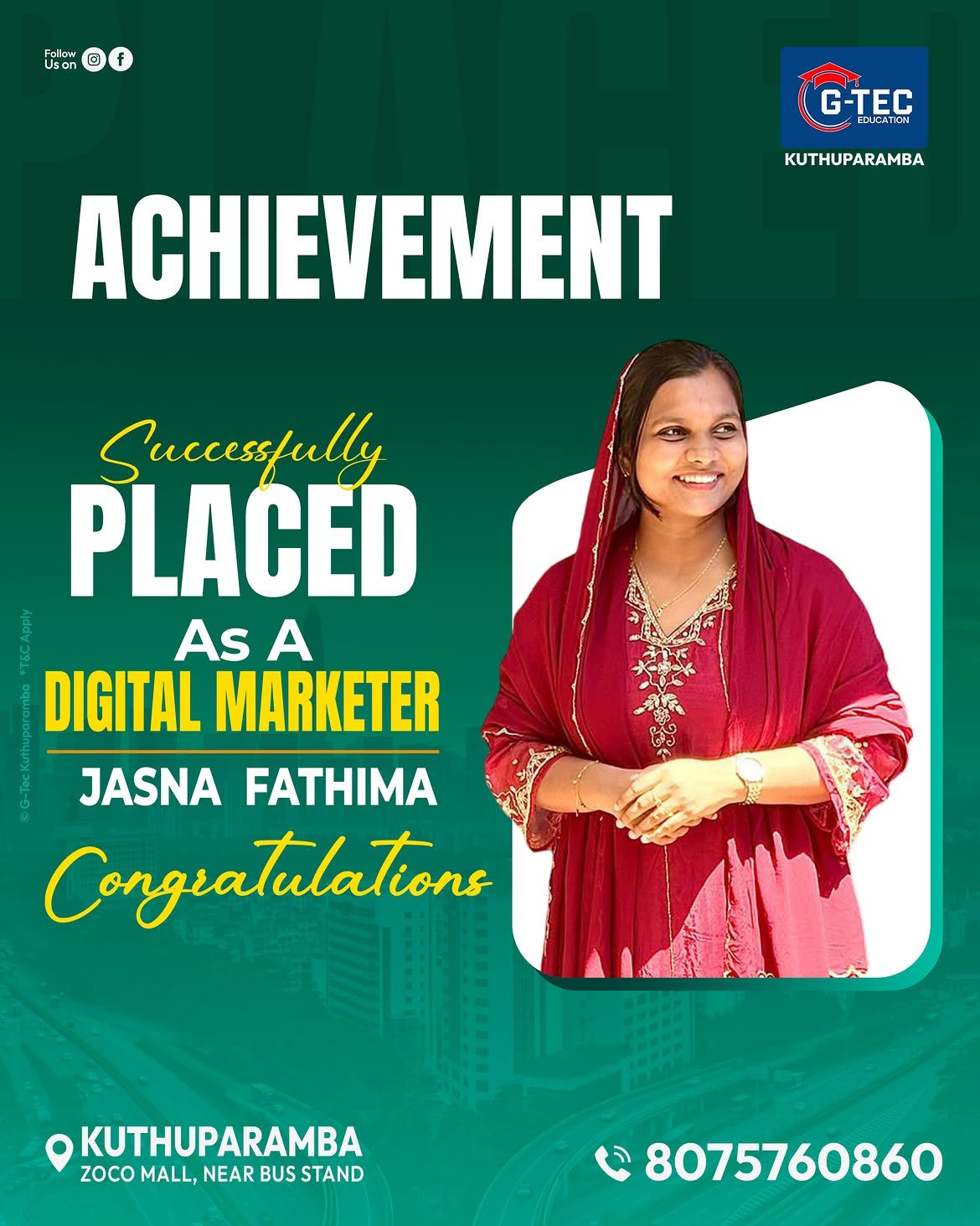 ഒരു വലിയ Achievement!.പഠിക്കാൻ വരുമ്പോൾ ഉള്ള സ്വപ്നം യാഥാർഥ്യമാക്കി കൊടുത്തുജി-ടെക് കുത്തുപറമ്പS (2)